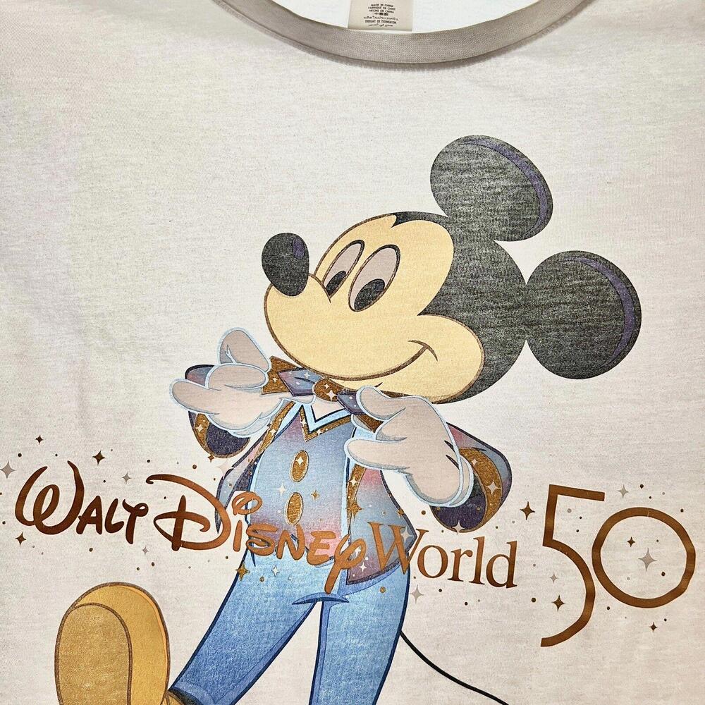 Disney Walt Disney World 50th Anniversary T Shirt Mickey White Sz 4XL Distressed - Picture 9 of 9